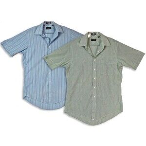 Christian Dior Short Sleeve Button Up Mens Vintage Striped Designer Shirt BUNDLE